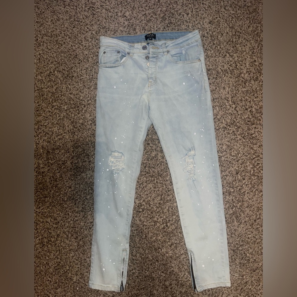 Ripped jeans light blue boohoo